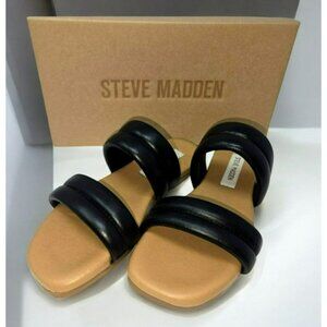 Steve Madden Womens Wizen Leather Slide Sandals 6